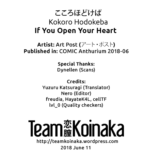 [アート・ポスト] こころほどけば (COMIC アンスリウム 2018年6月号) [英訳] [DL版]