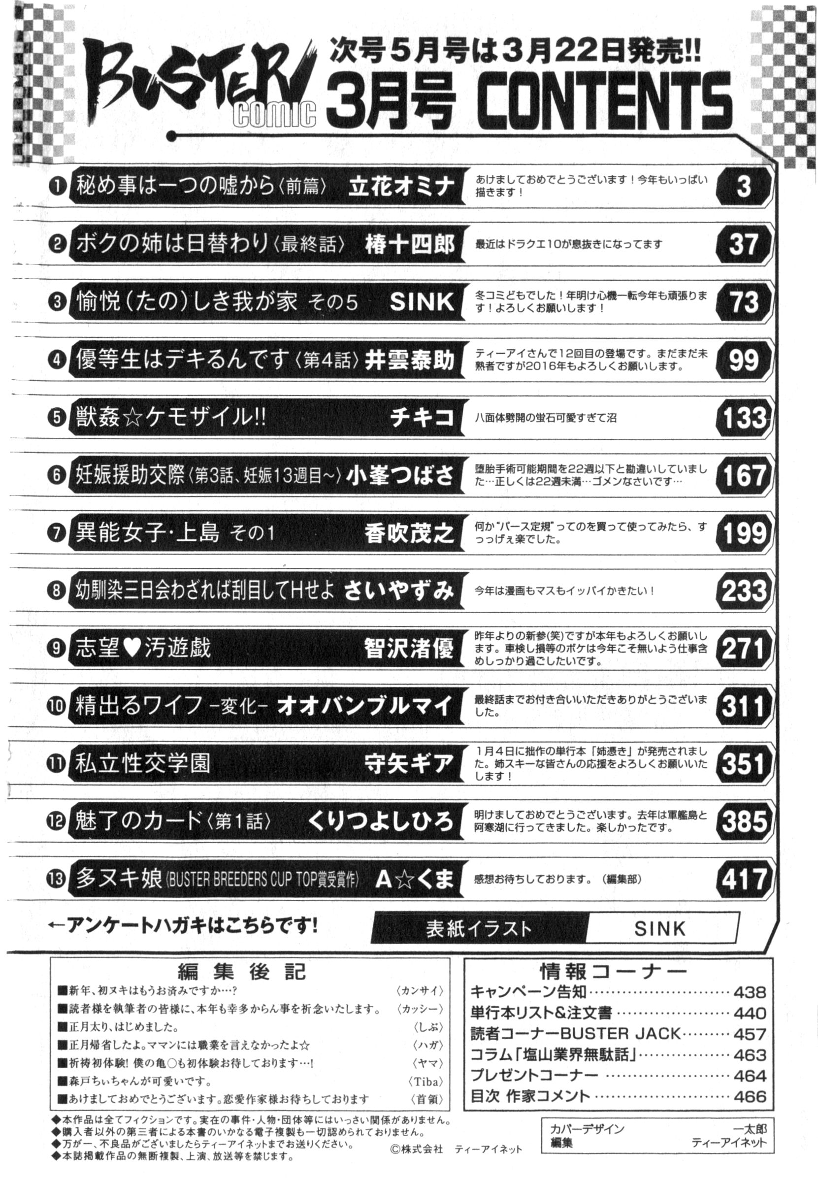 BUSTER COMIC 2016年3月号