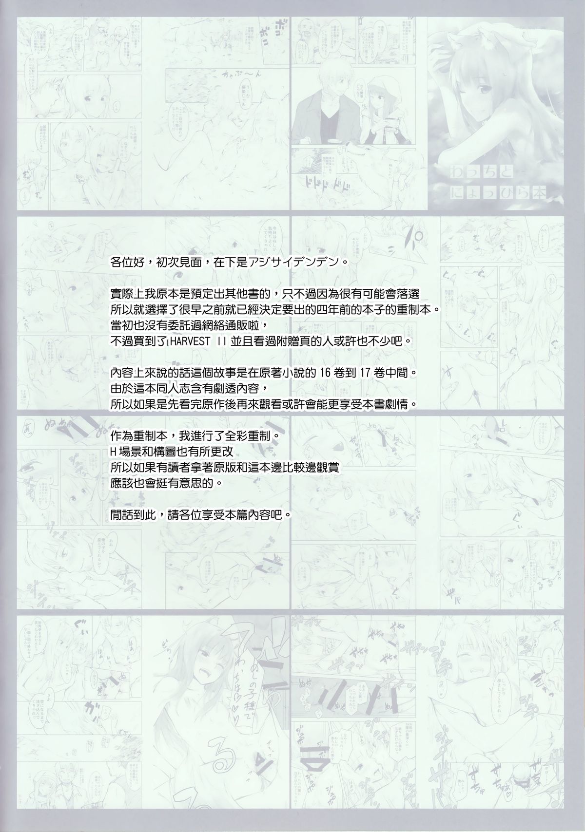 (C89) [アジサイデンデン (川上六角、小鳥遊レイ)] わっちとにょっひら本 FULL COLOR (狼と香辛料) [中国翻訳]