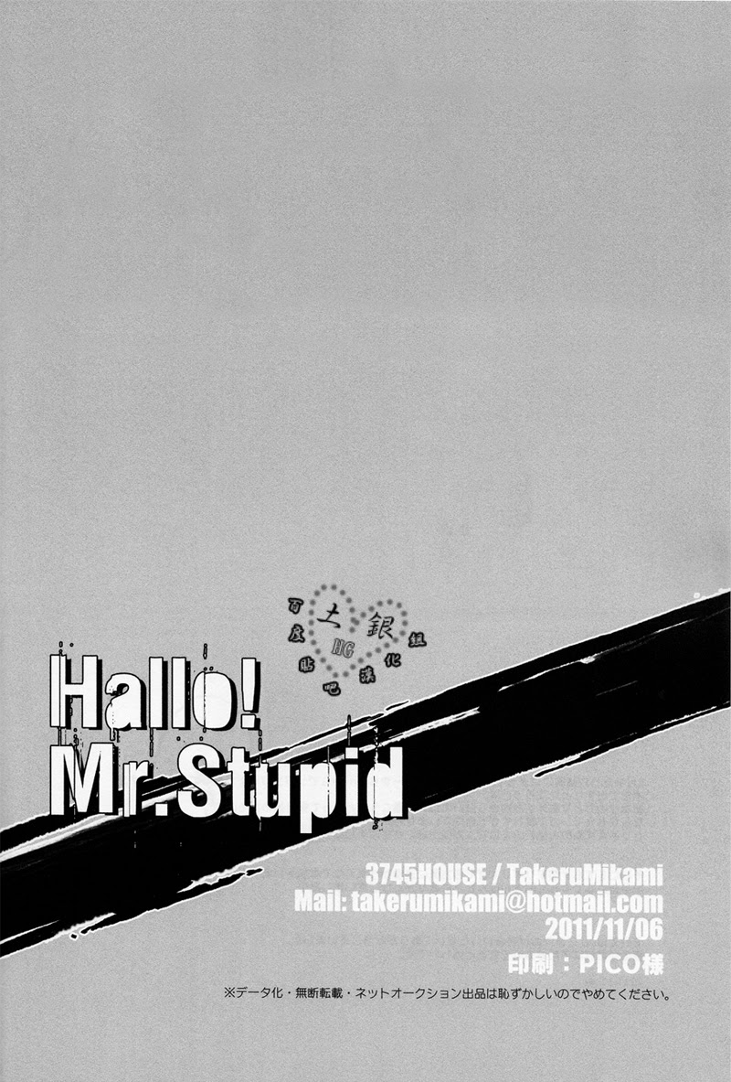 (土銀よろしくお願いします。) [3745HOUSE (ミカミタケル)] Hallo! Mr.Stupid (銀魂) [英訳]