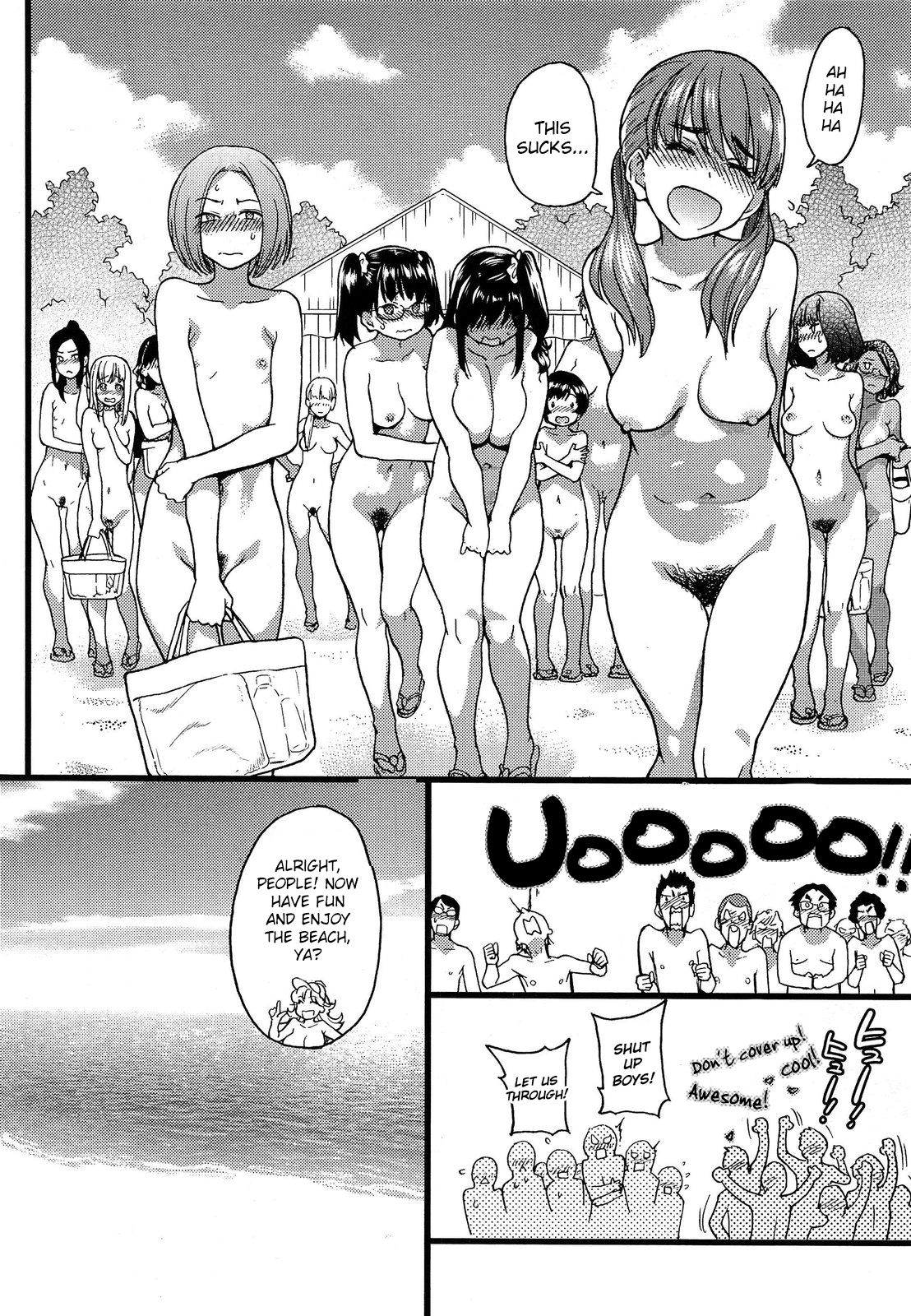 [師走の翁] ヌーディストビーチに修学旅行で!! 第1-5話 [英訳]
