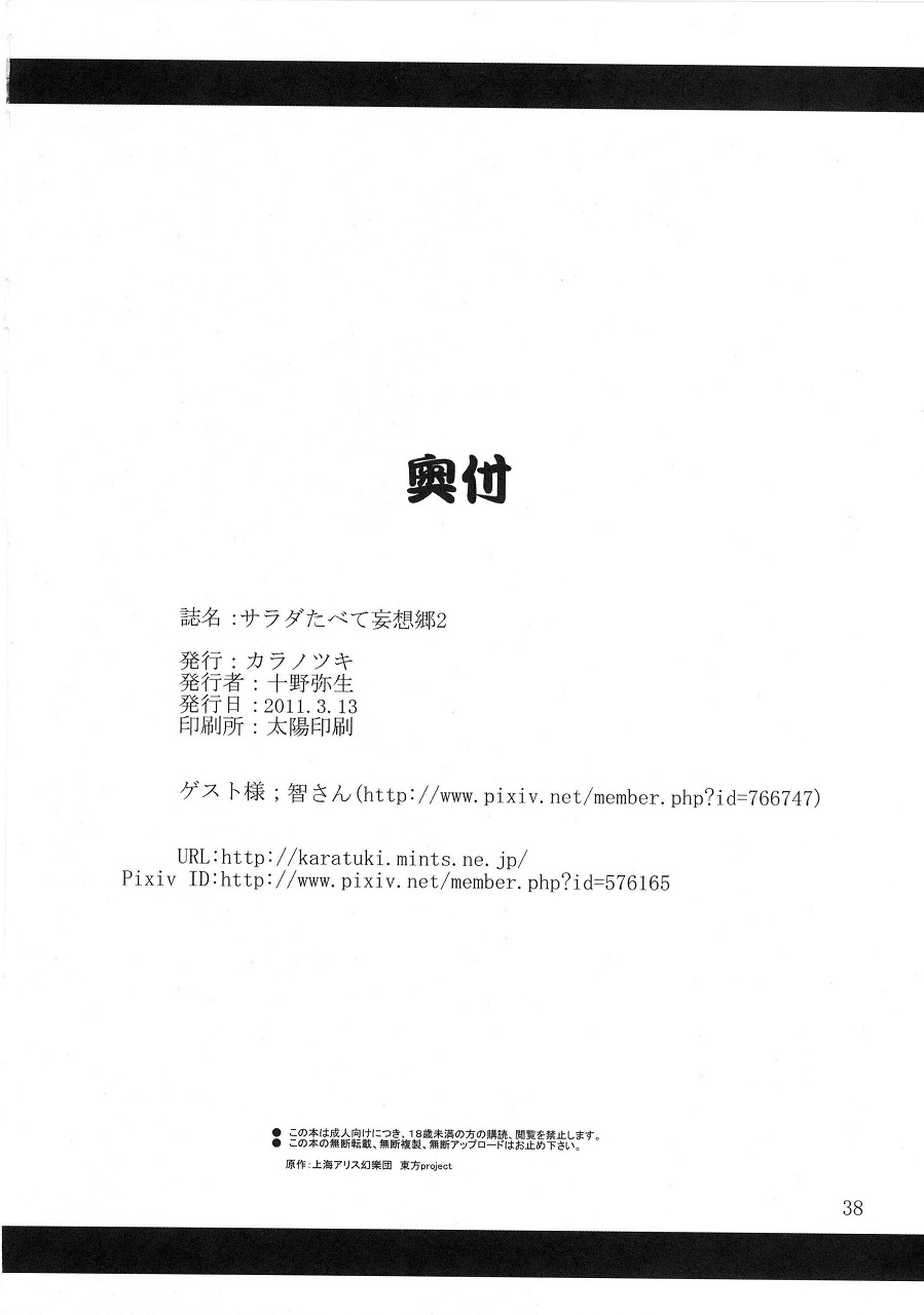 (例大祭8) [カラノツキ (十野弥生)] サラダたべて妄想郷 2 (東方Project)