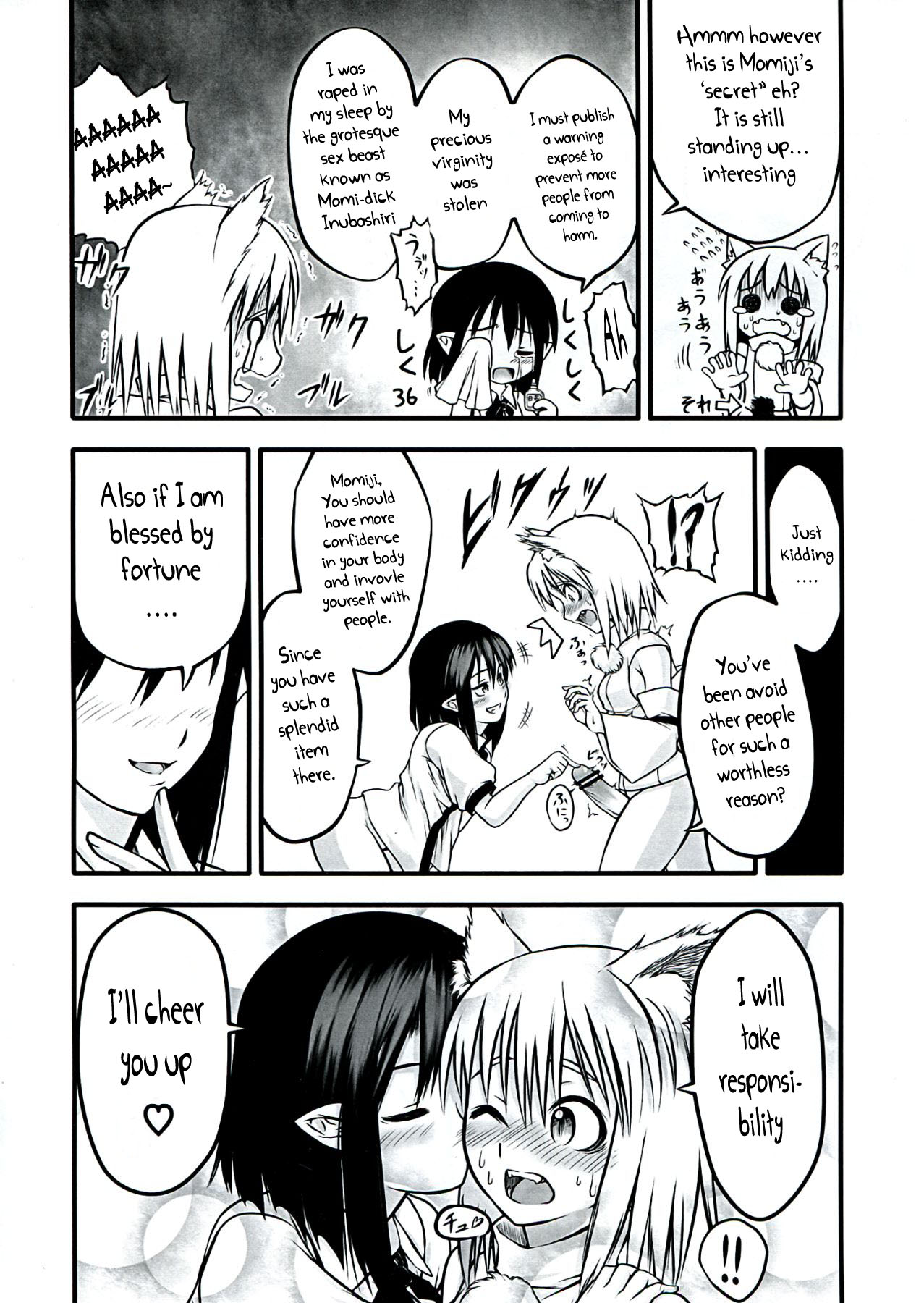 (例大祭9) [黒りりの部屋 (lilish, タムヒ, よしけ～と)] あやはたもみ姦合同 (東方Project) [英訳]