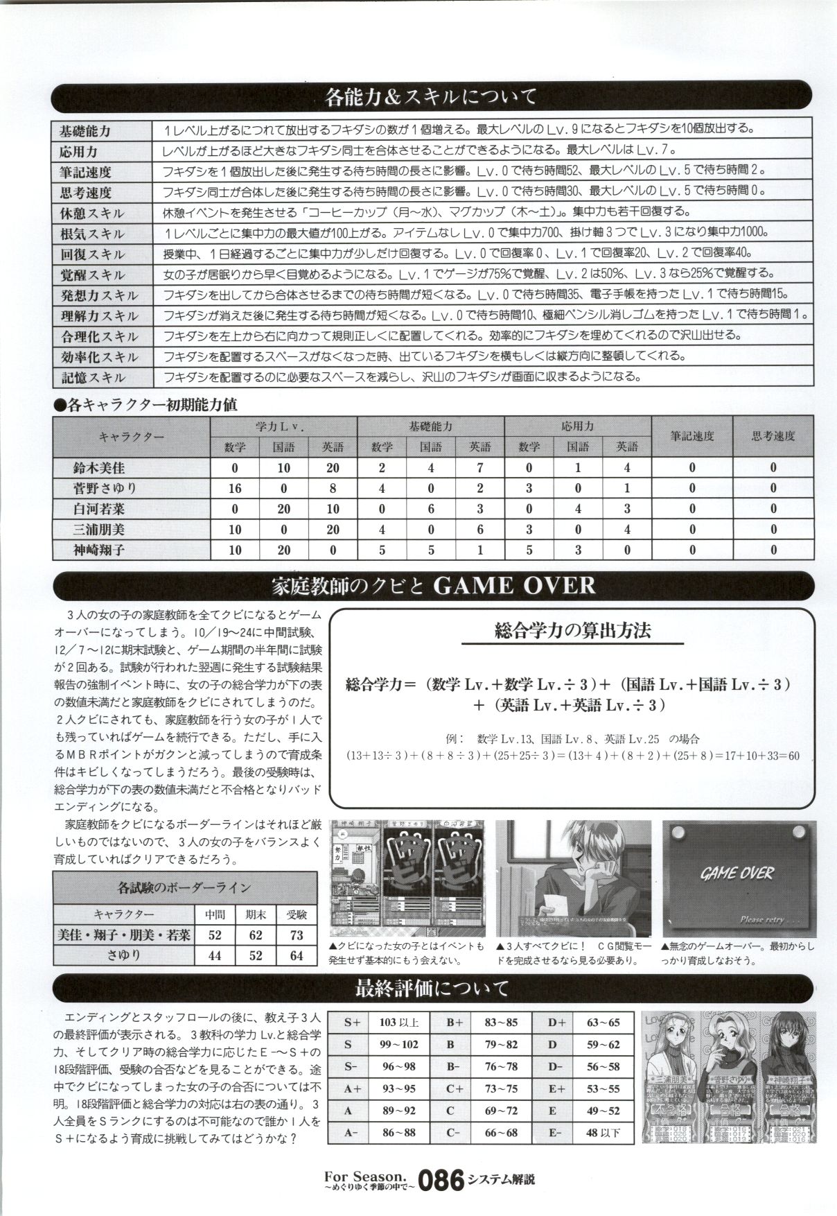 (一般画集) [戯画] ForSeason～めぐりゆく季節の中で～ 攻略&設定資料集