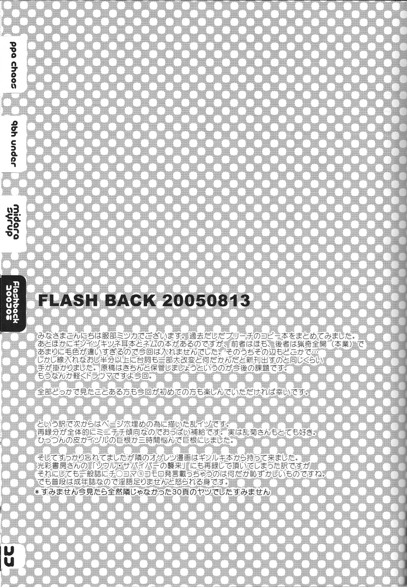 (C68) [Sadistic Mary (服部ミツカ)] FLASH BACK 20050813 (ブリーチ)