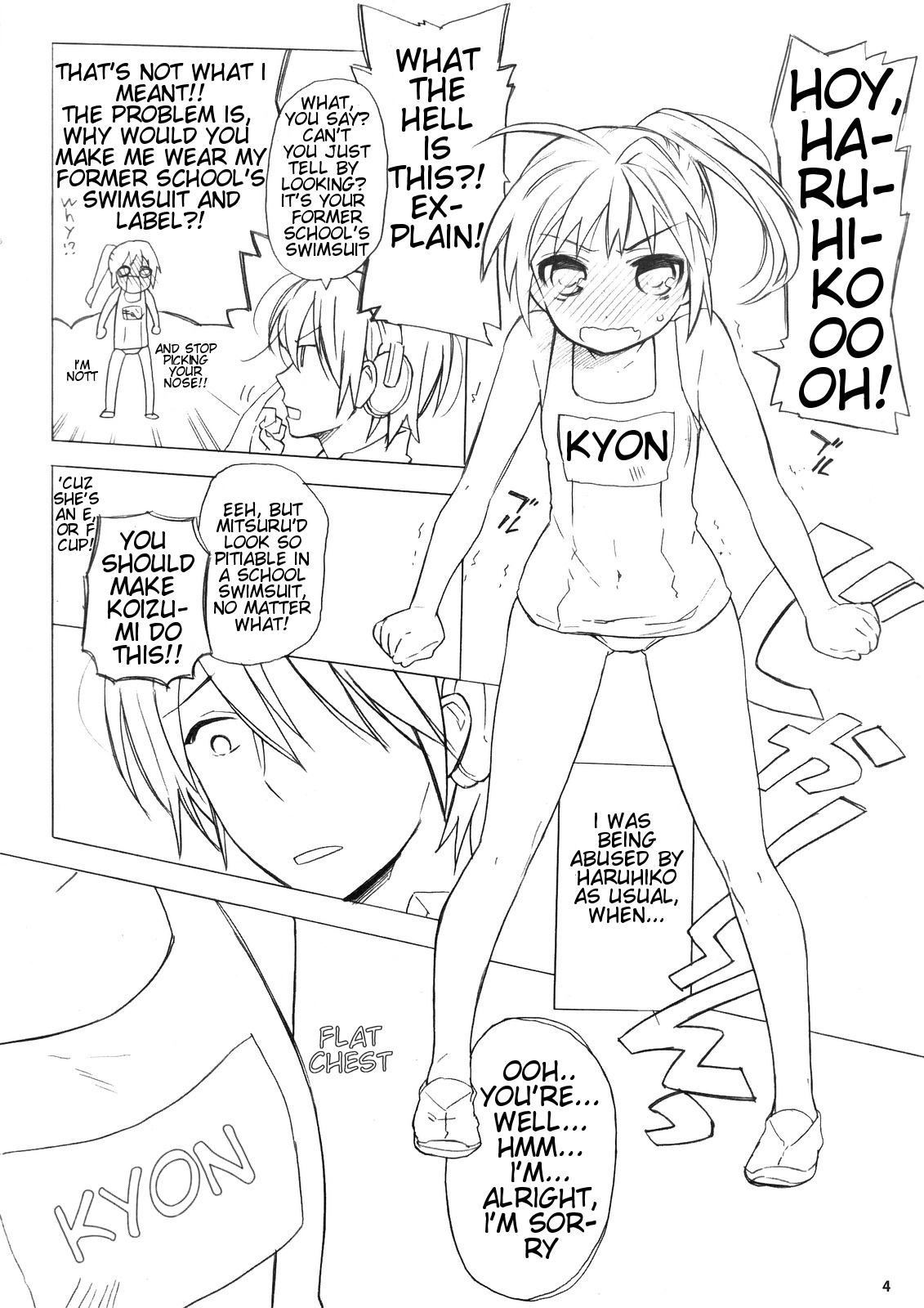 (COMIC1☆2) [白血球赤血球 (絶叫)] 春なのにスク水でいいんですか? (涼宮ハルヒの憂鬱) [英訳]