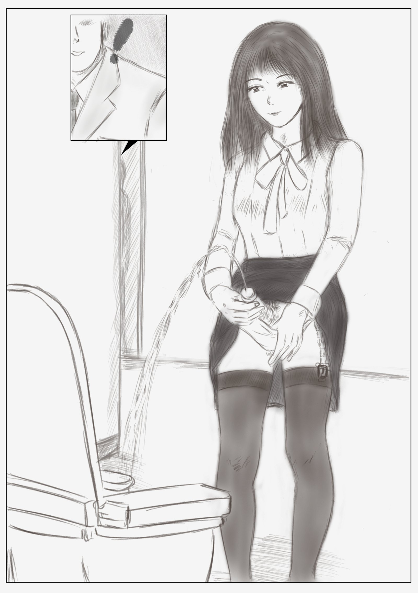 トイレの女装教師：トイレレイプ