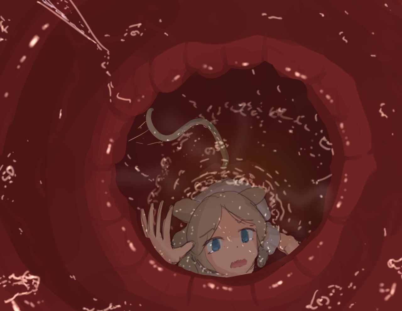 猫の女の子に食べられて消化されるネズミの女の子2