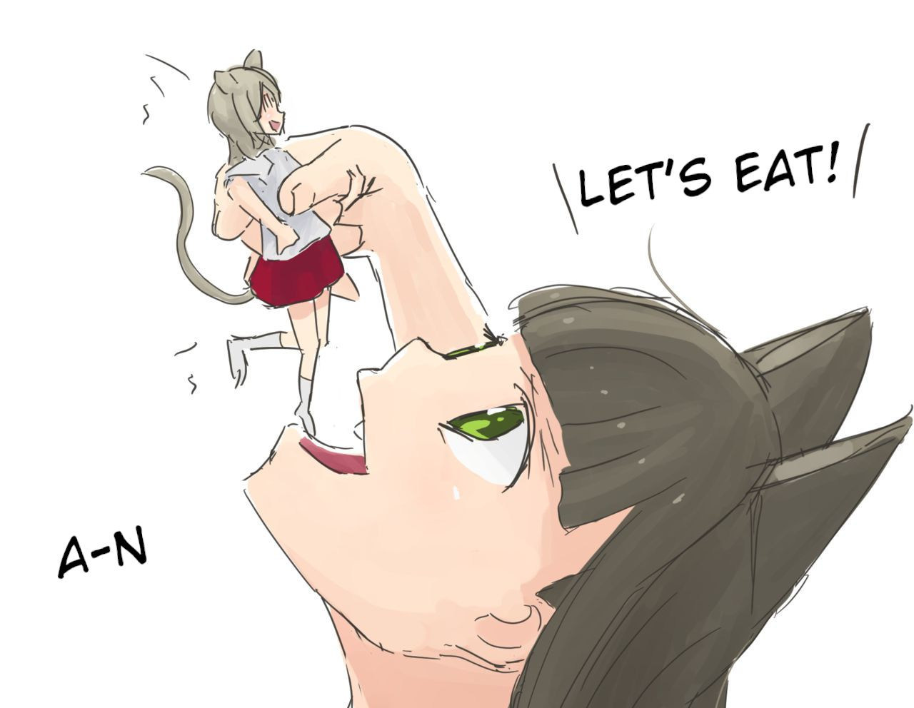 猫の女の子に食べられて消化されるネズミの女の子2