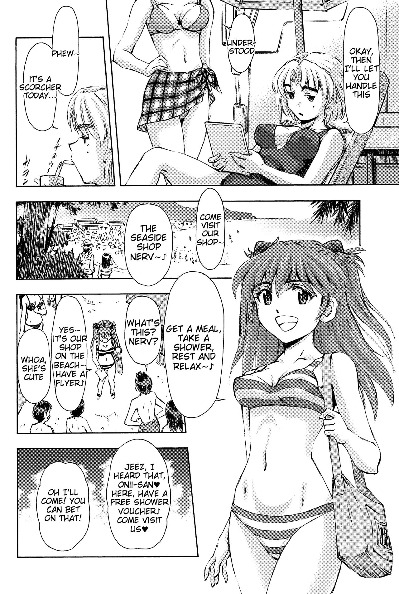 (COMIC1☆9) [スタジオ・ワラビー (蔵王)] 3人娘と海の家 (新世紀エヴァンゲリオン) [英訳]