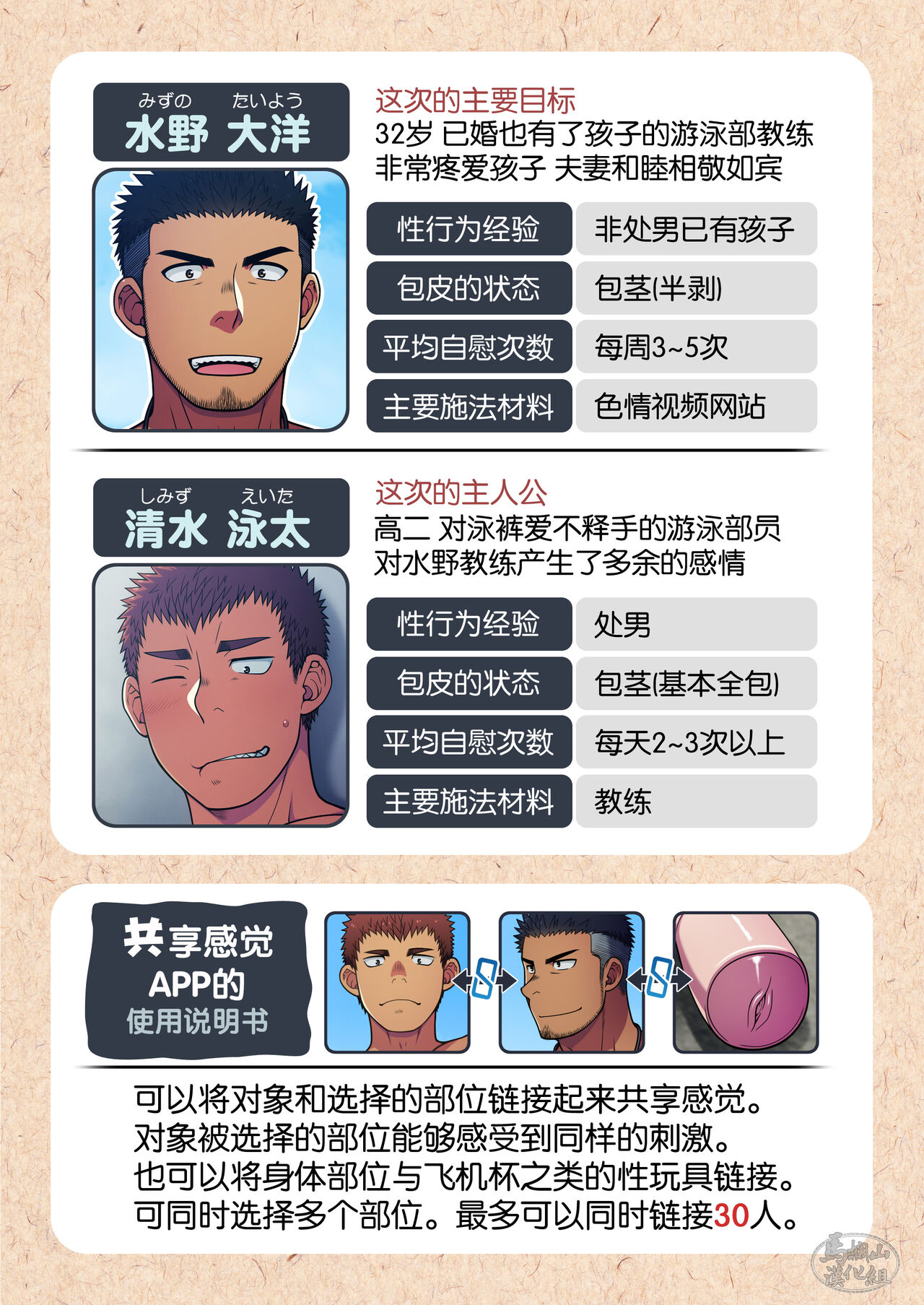 [LUNATIQUE (二瀬ひかる)] 性感Link～感覚共有アプリで水泳部のコーチと俺の♂♂な部分を繋いで刺激してみた。 [中国翻訳] [DL版]